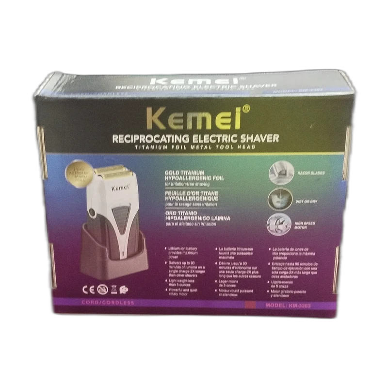 Afeitadora Eléctrica Recíproca Kemei KM-3383 Profesional Inalámbrica/Con Cable - Image 3