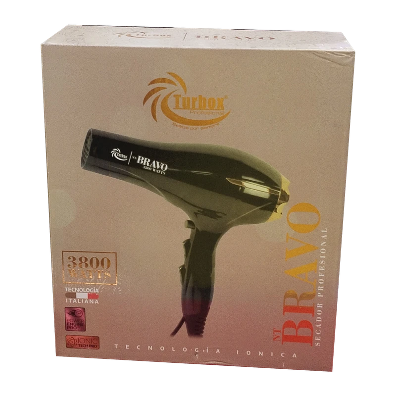 Secador de Pelo Profesional Turbox Bravo 3800W con Tecnología Iónica
