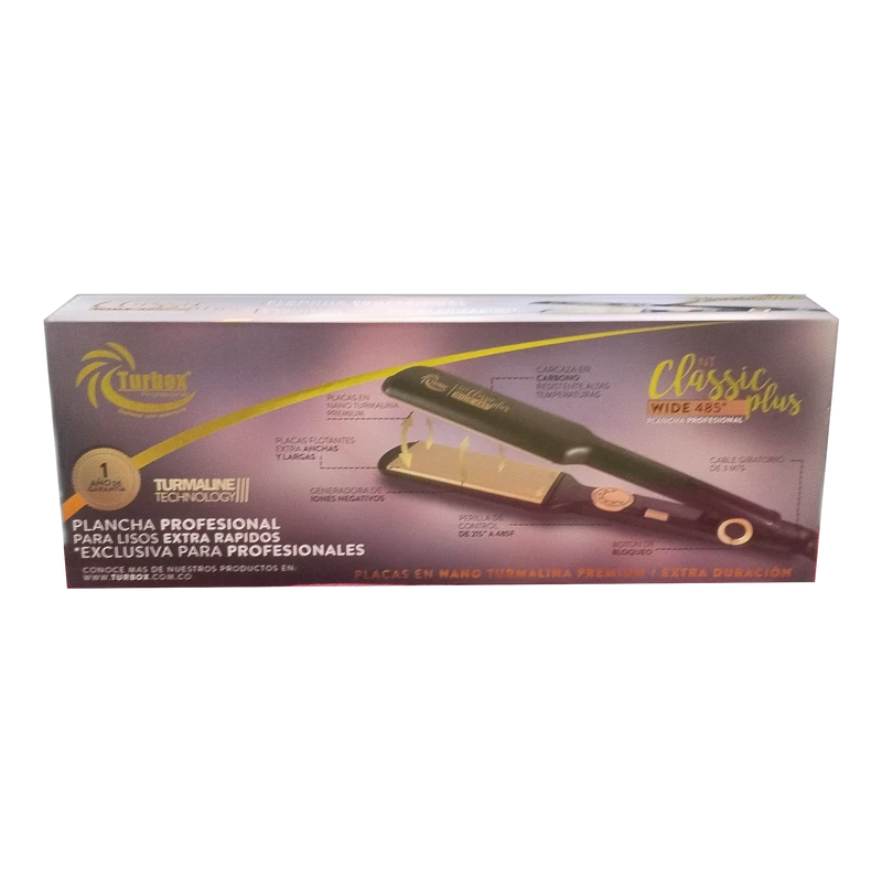 Plancha de Cabello Profesional Turbox Wide 485°F Nano Turmalina Premium