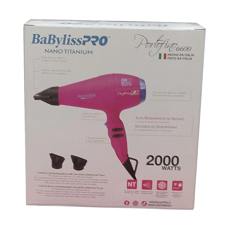 Secador de Pelo Profesional BabylissPRO Portofino 6600 Pink 2000W