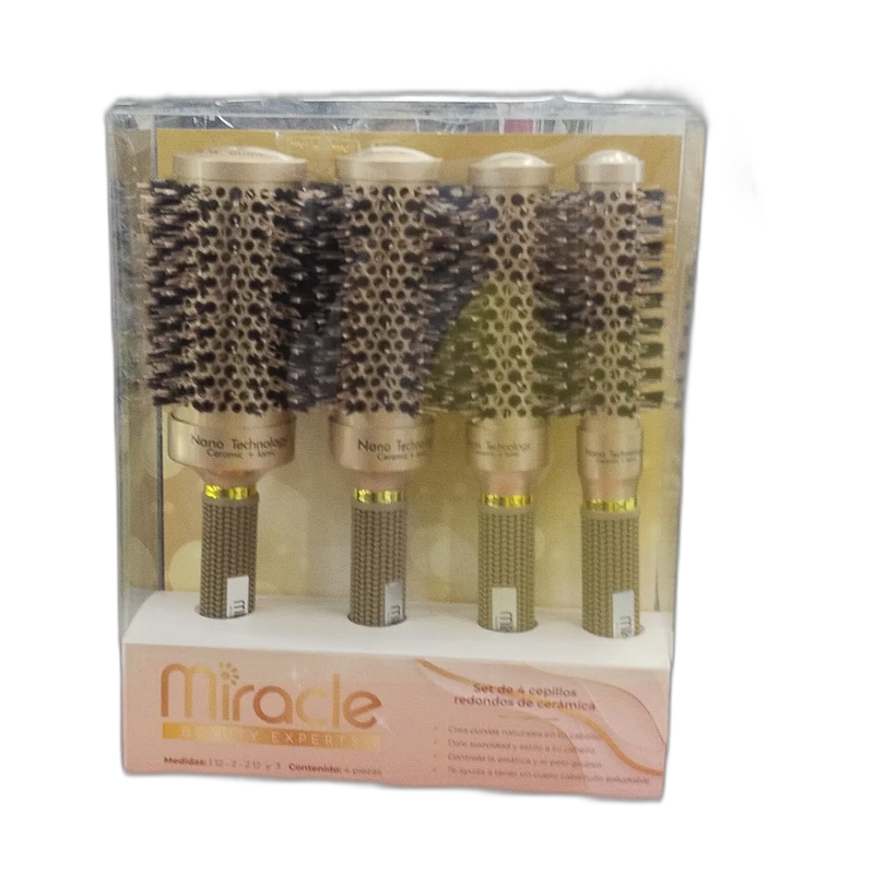 Set de 4 Cepillos Redondos Miracle Beauty Experts con Cerdas Cerámicas