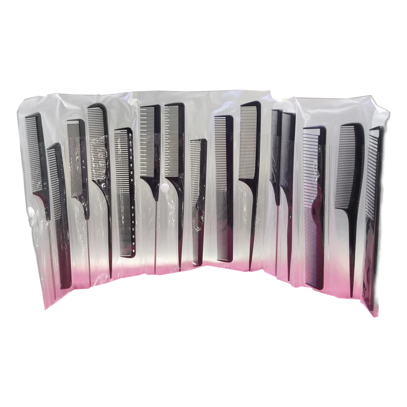 Set de 12 Peines Profesionales para Peluquería con Mango Metálico