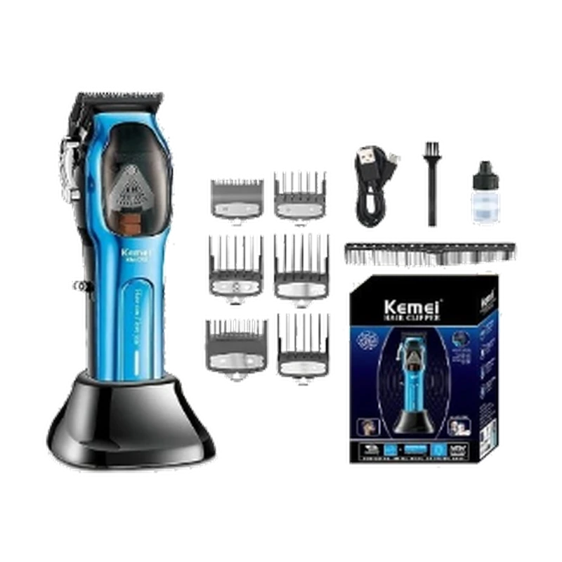 Cortadora Profesional Kemei KM-1763 - Incluye 8 Peines Guía y Base de Carga