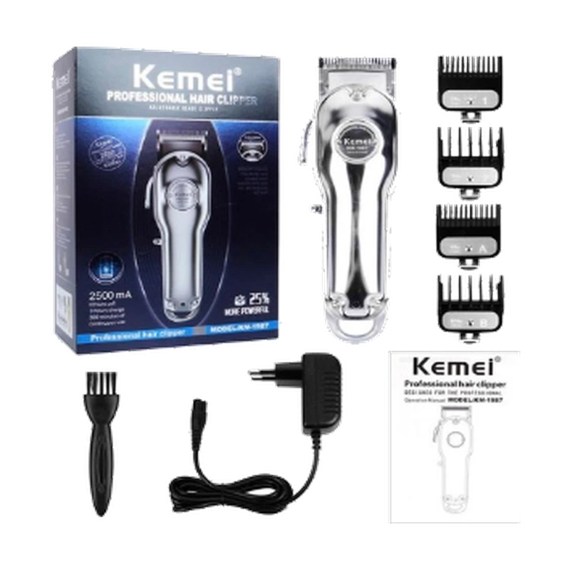 Cortadora Profesional Kemei KM-1987 - Incluye 4 Peines Guía y Accesorios