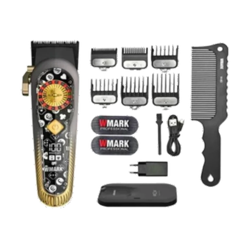 Cortadora Profesional Wmark NG-134 - Diseño Exclusivo Poker - Incluye 8 Peines Guía y Accesorios