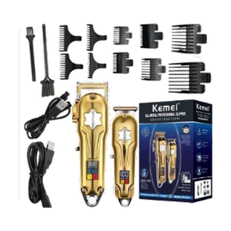 Kemei KM-1990: Cortadora de Cabello Profesional Metálica, Inalámbrica, Pantalla LED, 2500mAh