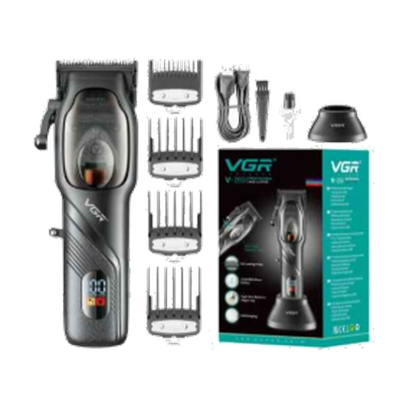 VGR V-269: Cortadora de Cabello Profesional Transparente, Motor Magnético 9000 RPM, Base de Carga